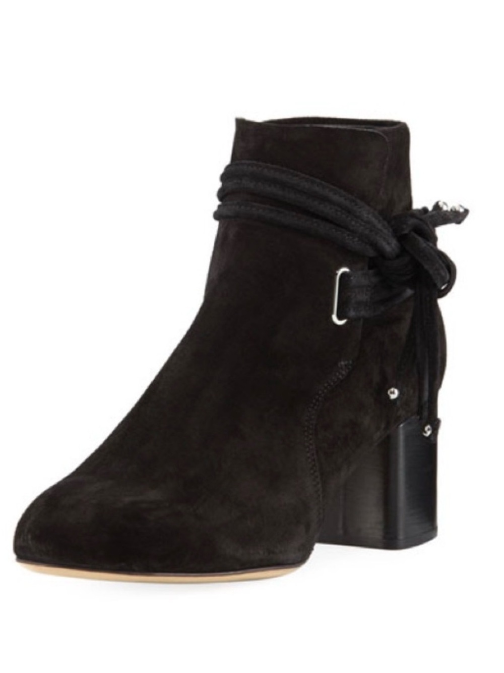 Rag & Bone Dalia II Women’s Black Suede Ankle Boots with Wrap Detail NEW US 10
